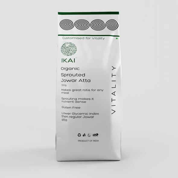Organic Sprouted Jowar Atta by IKAI Organics|500gm|1.1 lbs