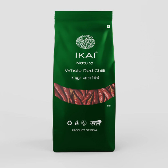 Organic Whole Red Chilli by IKAI Organics|50gm|0.11 lbs