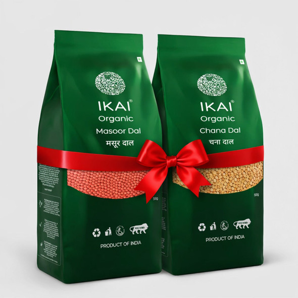Organic Wholesome Dal Duo by IKAI Organics|500gm|1.1 lbs