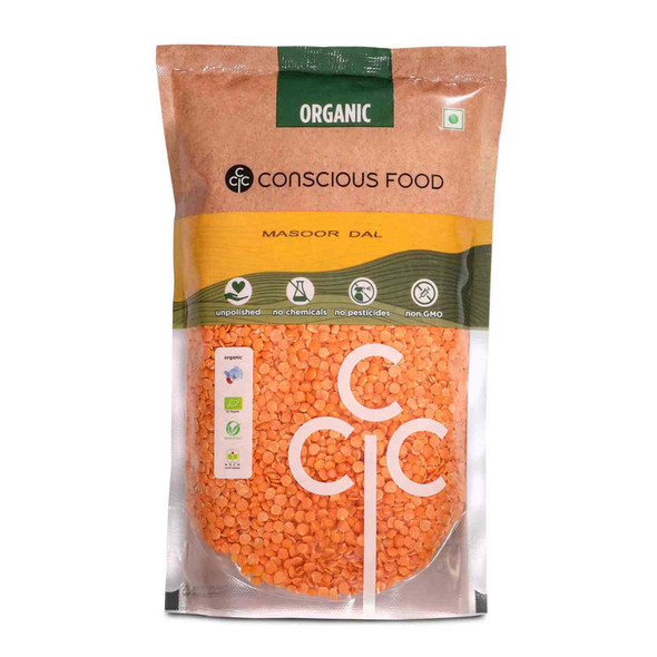 Whole Red Lentil / Whole Masoor by Conscious Food|500gm|1.1 lbs