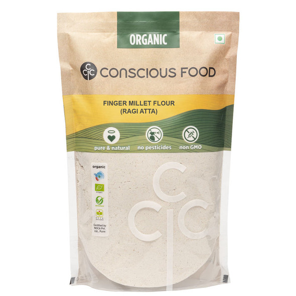 Finger Millet Flour / Ragi Atta by Conscious Food|500gm|1.1 lbs