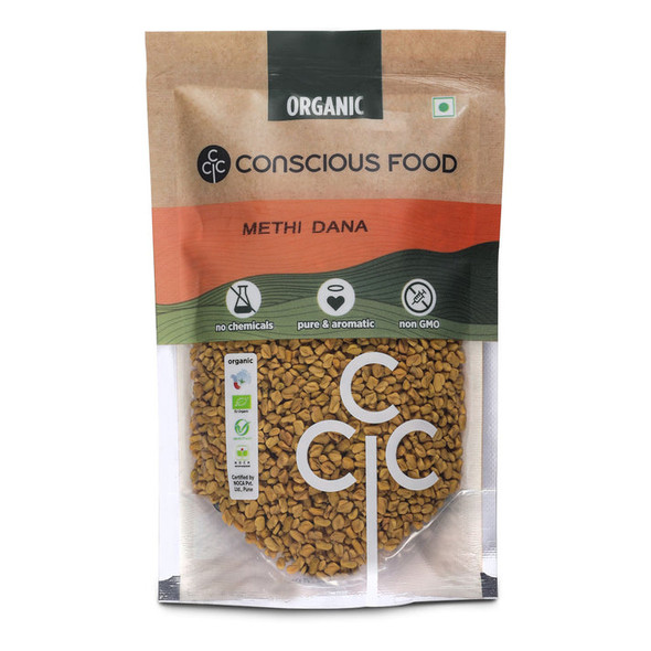 Fenugreek Seeds by Conscious Food|100gm|0.22 lbs