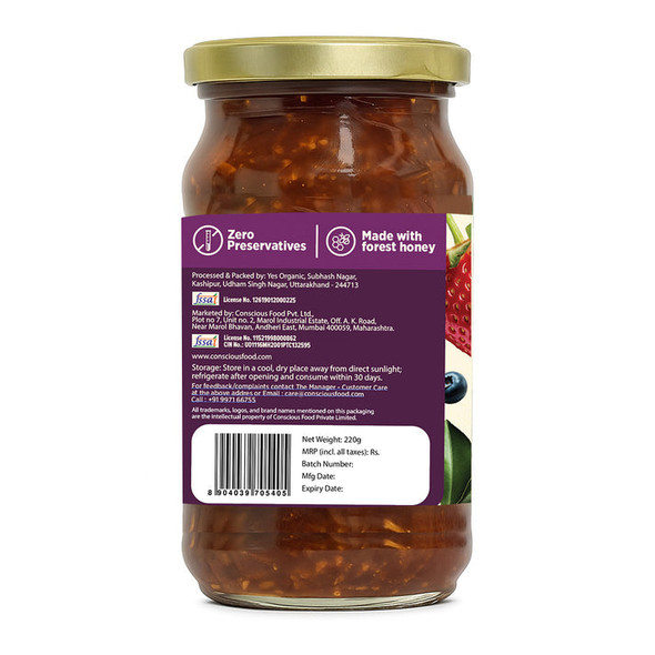 Mixed Berry Jam by Conscious Food|220gm|0.49 lbs