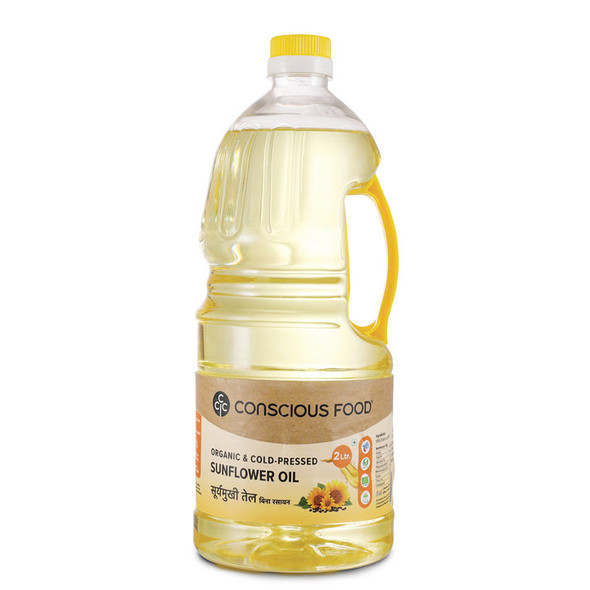 Sunflower Oil Cold PressedOrganic by Conscious Food|2000gm|4.41 lbs