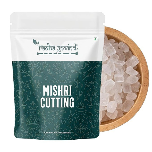 Organic Mishri Crystals | Dana Mishri | Diamond Cut Mishri by Radha Govind|400gm|0.88 lbs