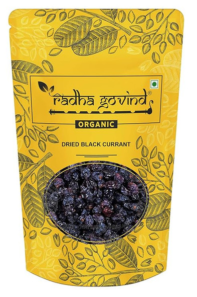 Organic Dried Black Currant | Dried Greece Black Currents | Seedless Black Raisins by Radha Govind|400gm|0.88 lbs