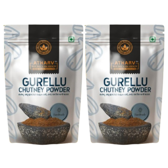 ATHARV Organic Gurellu Chutney Powder Pack of 2 I 100% Organic I Homemade I No Preservative, No Artificial Color |400gm|0.88 lbs