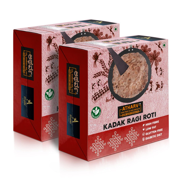 ATHARV Organic KHADAK RAGI ROTI (FINGER MILLET) I Ready to Eat I Pack of 2 (10Pc Each Box) I 100% Organic I Hi Fiber, Gluten Free I Healthy Product |500gm|1.1 lbs