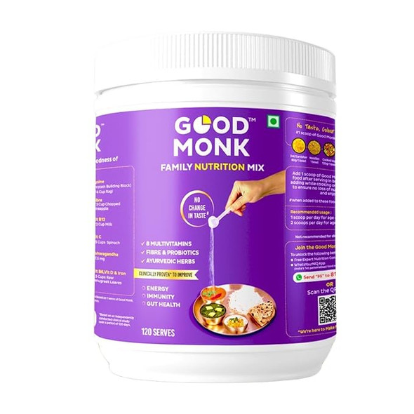 GOOD MONK Family Nutrition Mix 120 serves jar|287gm|0.63 lbs