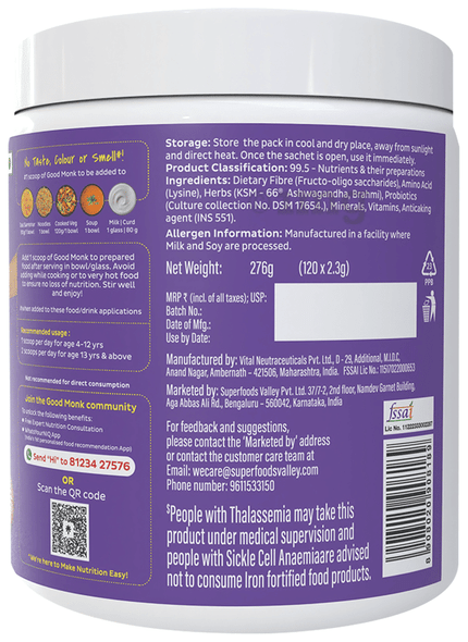 GOOD MONK Healthy 50+ Nutrition Mix 15 sachet|36gm|0.08 lbs