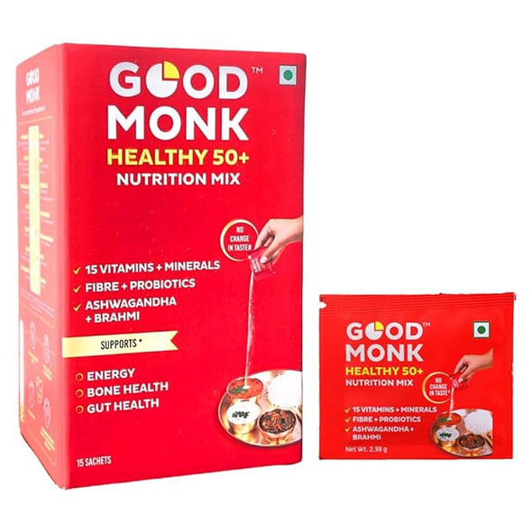 GOOD MONK Healthy 50+ Nutrition Mix 15 sachet|36gm|0.08 lbs