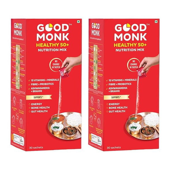 GOOD MONK Healthy 50+ Nutrition Mix 60 sachet  |143gm|0.32 lbs