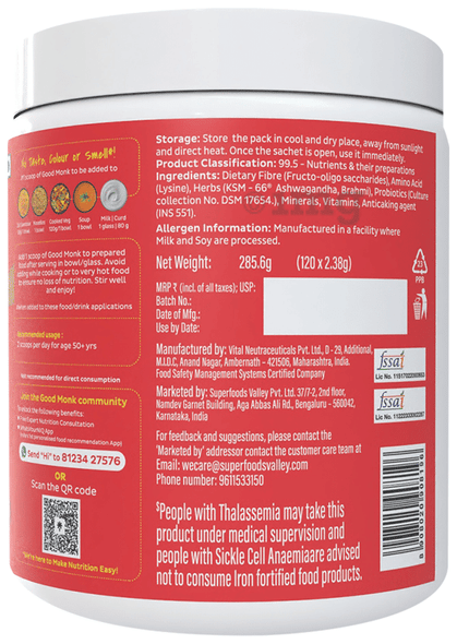 GOOD MONK Healthy 50+ Nutrition Mix 120 sachet |286gm|0.63 lbs
