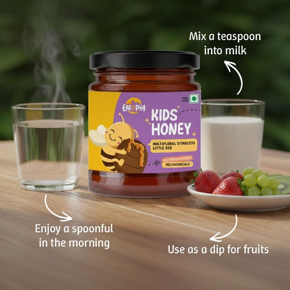 Eatopia-Little Bee Kidsâ€™ Honey | Pure Stingless Bee Honey | Immunity Booster For Kids |250gm|0.55 lbs