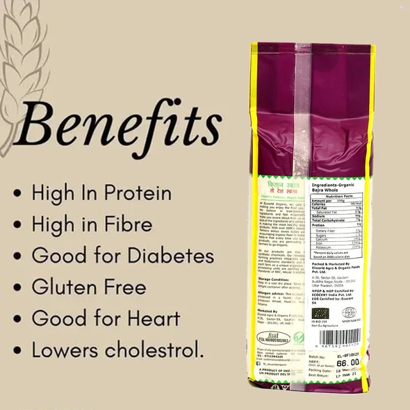 ELWORLD ORGANIC Bajra Flour by EL WORLD|500gm|1.1 lbs