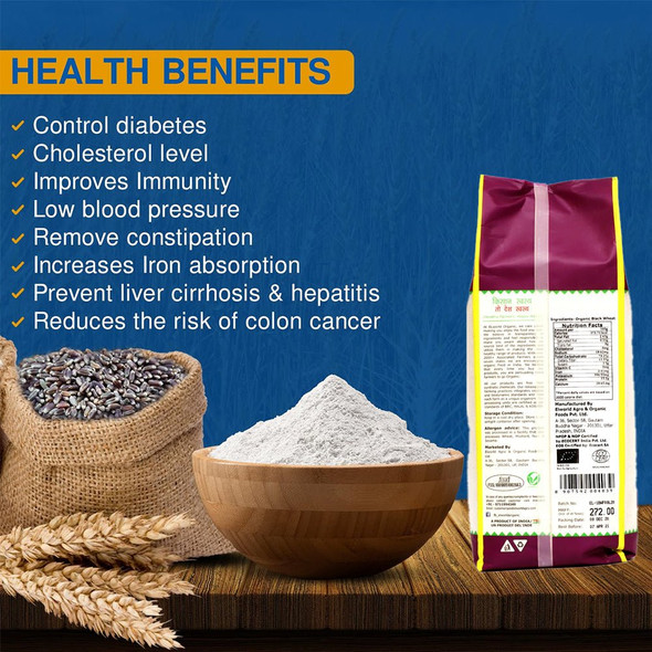 ELWORLD ORGANIC Black Wheat Flour pack of 2 by EL WORLD|2000gm|4.41 lbs