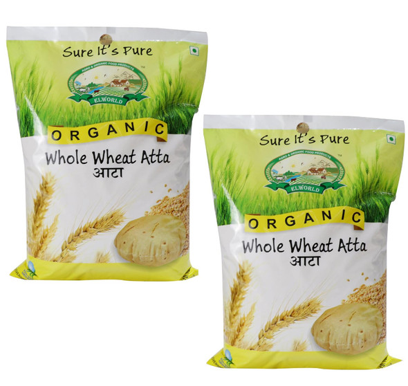 ELWORLD ORGANIC Whole Sharbati Wheat Flour Pack of 2 by EL WORLD|10000gm|22.05 lbs