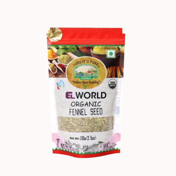 ELWORLD ORGANIC Fennel Seeds by EL WORLD|100gm|0.22 lbs