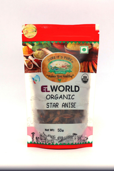 ELWORLD ORGANIC Star Anise (Chakra Phool) by EL WORLD|50gm|0.11 lbs