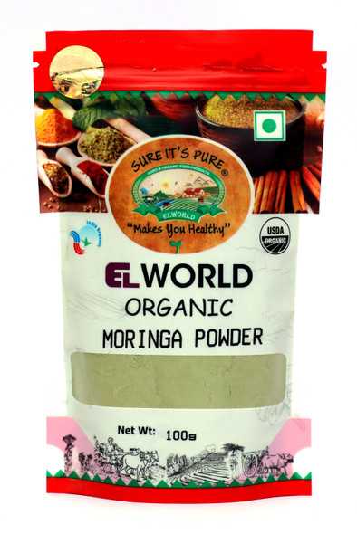 ELWORLD ORGANIC Moringa Powder by EL WORLD|100gm|0.22 lbs