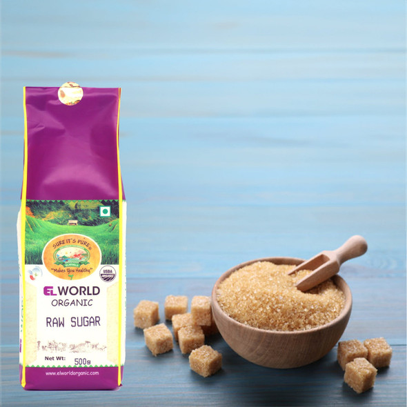 ELWORLD ORGANIC Raw Sugar - Can Be Used In Any Dish, Provides Energy by EL WORLD|500gm|1.1 lbs