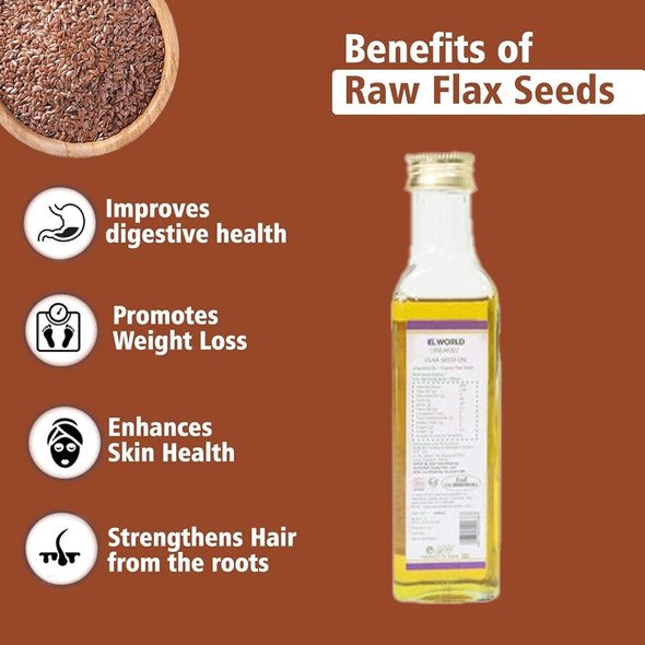 ELWORLD ORGANIC Flaxseed (Alsi / Teesi) Oil by EL WORLD|200gm|0.44 lbs