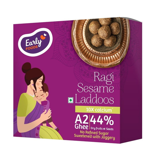 Early Foods Ragi Sesame A2 Ghee Laddoos by EARLY FOODS|250gm|0.55 lbs