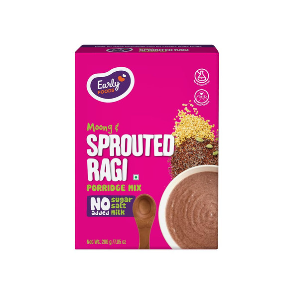 Early Foods Moong & Sprouted Ragi Porridge Mix by EARLY FOODS|200gm|0.44 lbs