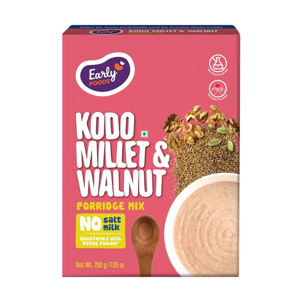 Early Foods Kodo Millet & Walnut Porridge Mix by EARLY FOODS|200gm|0.44 lbs