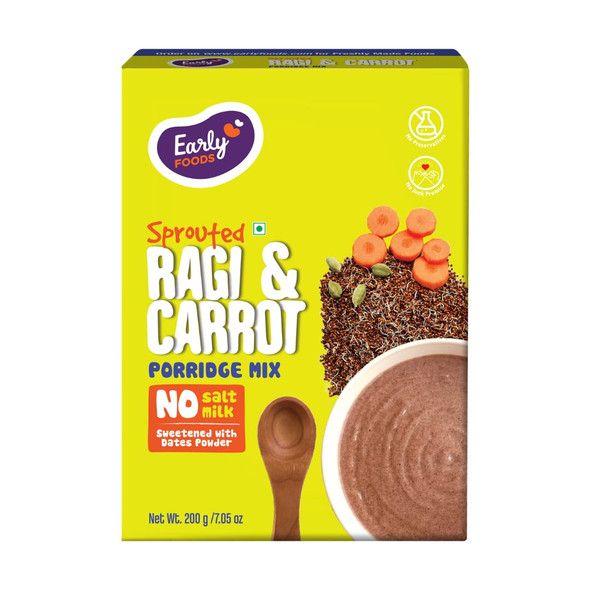 Early Foods Sprouted Ragi with Carrot Porridge Mix by EARLY FOODS|200gm|0.44 lbs