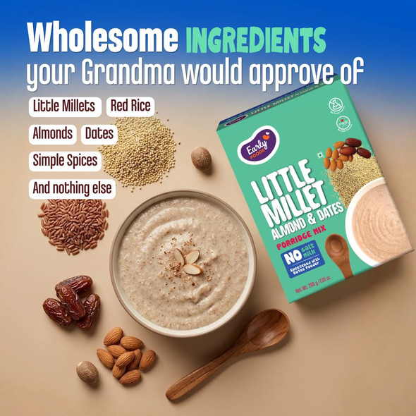 Early Foods Little Millet & Dates Porridge Mix by EARLY FOODS|200gm|0.44 lbs