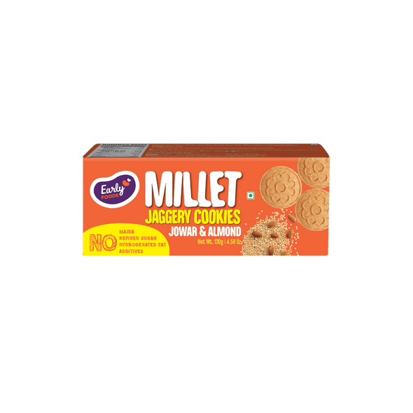 Early Foods Jowar & Almond Jaggery Cookies by EARLY FOODS|130gm|0.29 lbs