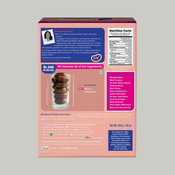 Early Foods Dry Dates Powder by EARLY FOODS|200gm|0.44 lbs