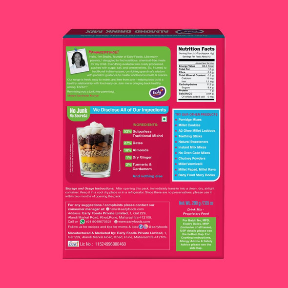 Early Foods Almond Drink Mix with Dates by EARLY FOODS|200gm|0.44 lbs