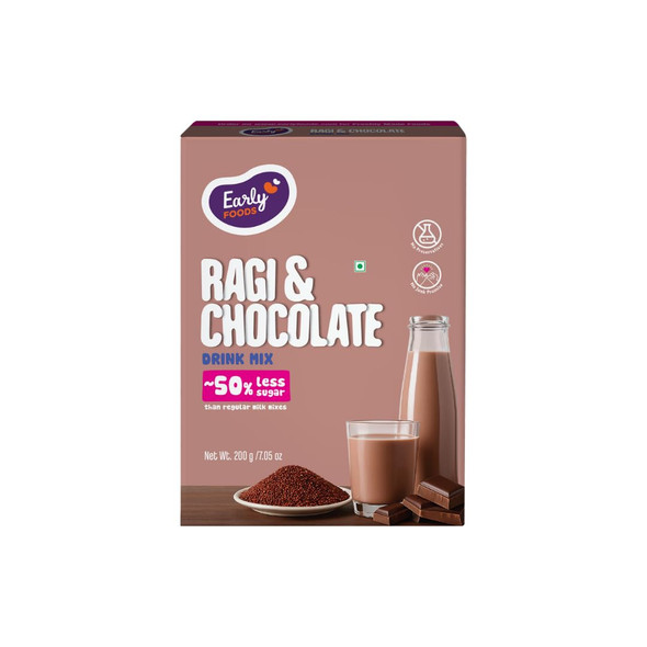 Early Foods Ragi & Chocolate Drink Mix by EARLY FOODS|200gm|0.44 lbs