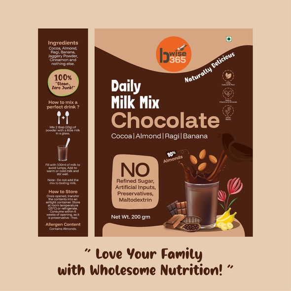bwise365 Daily Milk Mix Sattu,Chocolate,Beetroot - No Refined Sugar, Sattu, Cocoa,Beetroot, Almond-Rich, with Banana, Natural, No Preservatives or Artificial Inputs combo of 3 by bWise365|600gm|1.32 lbs