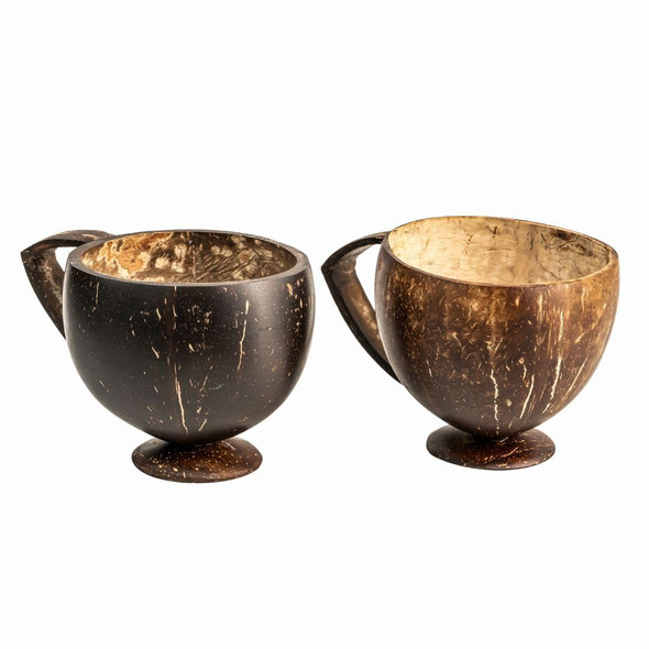 Thenga Coconut Teacup Set of 2 |Natural Handmade Coconut Shell Cups | Eco-Friendly, Rustic Drinkware | Safe, Sustainable & Reusable – Brown |165gm|0.36 lbs