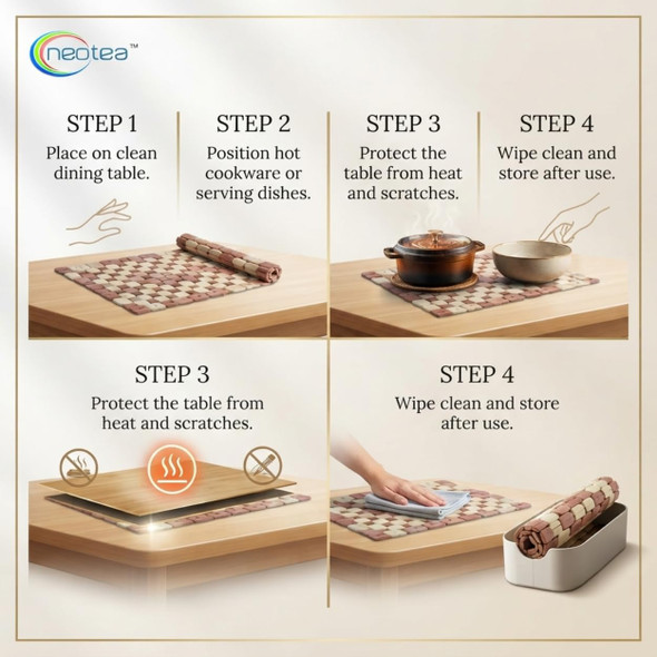 Neotea Wooden Bamboo Placemat - Heat Insulation Rectangular Table Pad |100gm|0.22 lbs