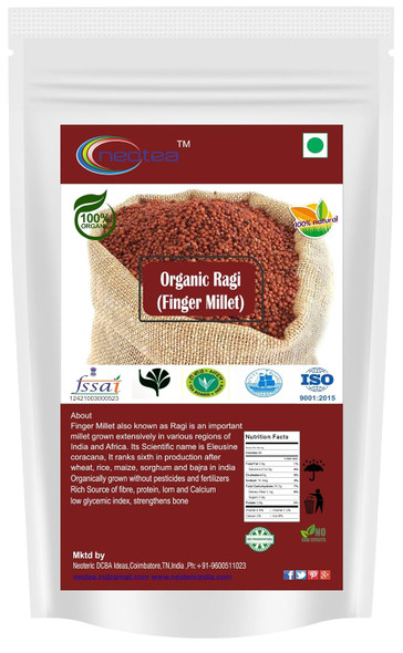 Neotea Organic Ragi Finger Millet Whole Grain|1000gm|2.2 lbs