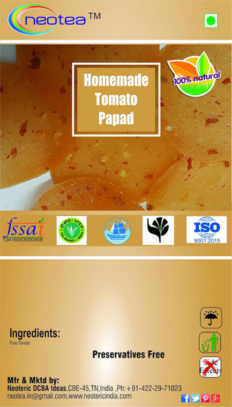 Neotea Homemade Tomato Raw Papad by Neotea|250gm|0.55 lbs