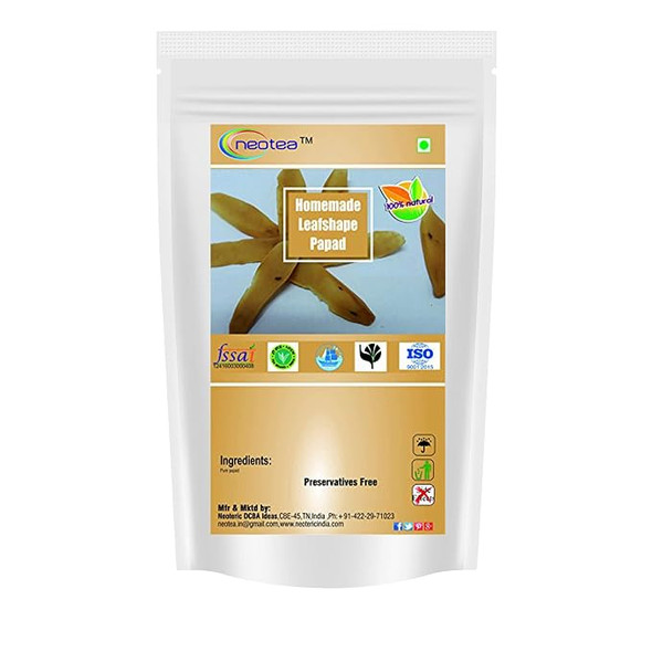 Neotea Homemade Leaf Shape Raw Papad |250gm|0.55 lbs