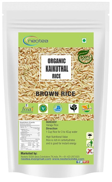 Neotea Organic Traditional Kaikuthal Rice |1000gm|2.2 lbs