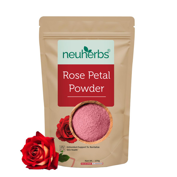 Neuherbs Rose Petal Powder | Rose Powder for Face Mask, Tanning & Glowing Skin |100gm|0.22 lbs