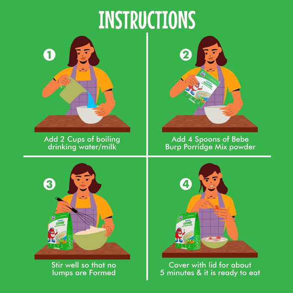 Bebe Burp Cereals | Mix Porridge Khichdi Mix Porridge with Spinach & Carrot |200gm|0.44 lbs