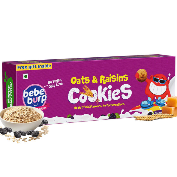 Bebe Burp Organic Oats and Raisins Cookies|150gm|0.33 lbs