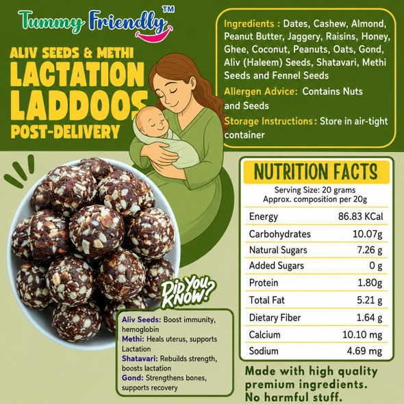 Tummy Friendly Lactation Laddoos – Aliv Seeds & Methi   |300gm|0.66 lbs