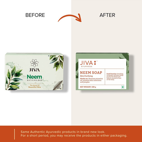 Jiva neem soap - Removes Excessive Oil & Helps with  Acne Pack of 4   |400gm|0.88 lbs