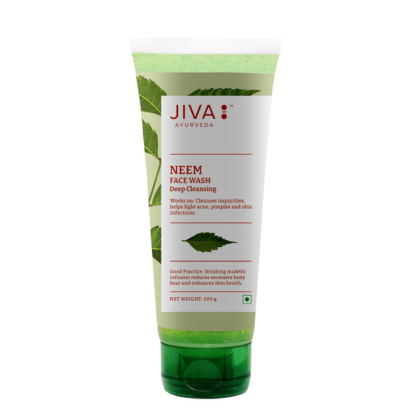 Jiva Neem Face Wash 100% Pure & Natural, Paraben Free Formula Pack of 1   |100gm|0.22 lbs