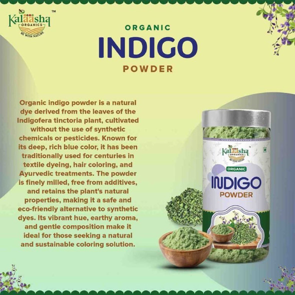 Kalaasha Organics - Organic Indigo Powder   |100gm|0.22 lbs