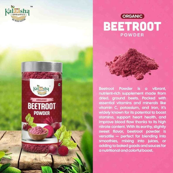 Kalaasha Organics - Organic Beetroot Powder   |100gm|0.22 lbs